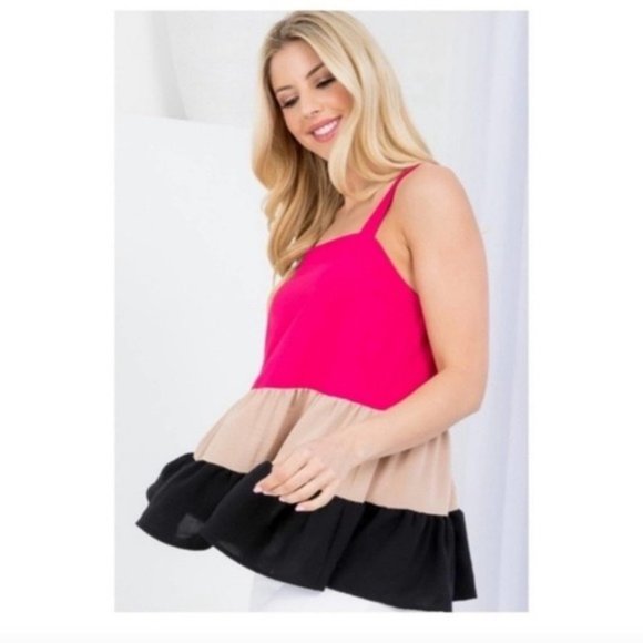 🧡6/$25🧡COLOR BLOCK TIERED TOP/BLOUSE-NEW - Picture 3 of 7
